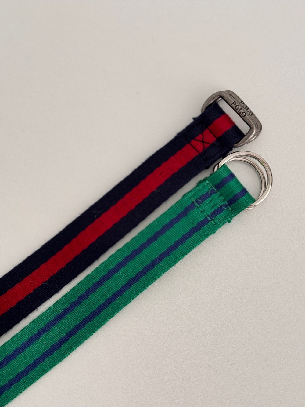 Vintage Polo by Ralph Lauren Green/Blue and Navy/Red Striped Canvas Belt Toddler